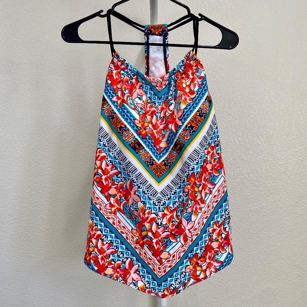Jantzen Womenʻs Plus Size 2 Piece Floral Top | Black Bottom Swimsuit Size 14